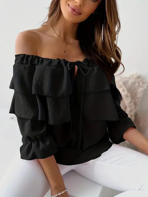 Matilda Chiffon Off-Shoulder Blouse