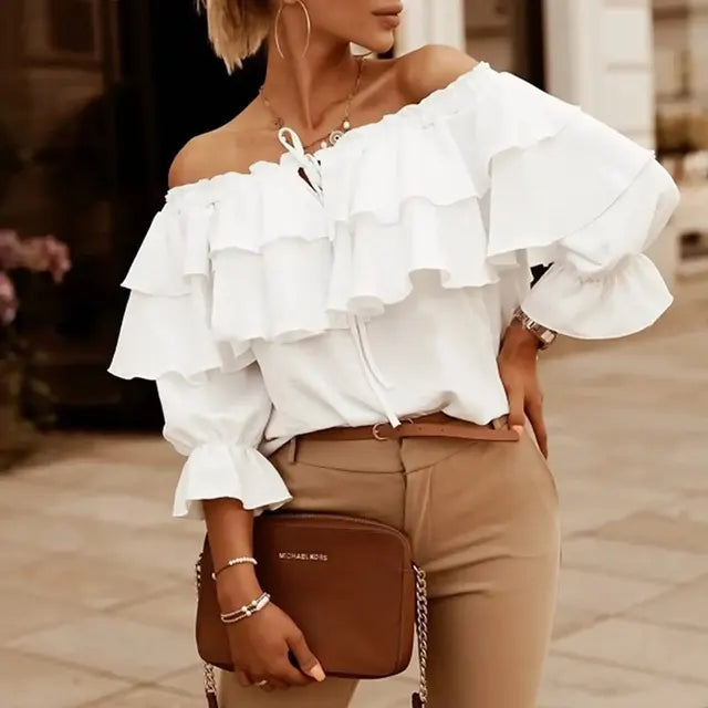 Matilda Chiffon Off-Shoulder Blouse