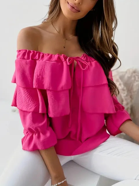 Matilda Chiffon Off-Shoulder Blouse