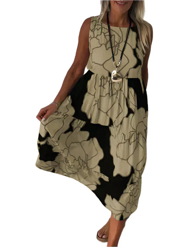 Jasmine - Sleeveless Floral Dress with Ruffles for a Casual Summer Look with Ease