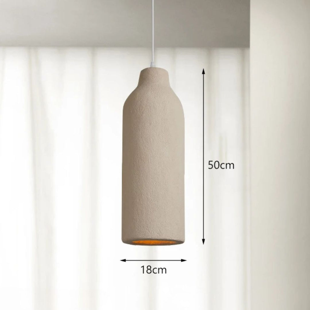 TerraGlow - Textured beige pendant light with cylindrical shade
