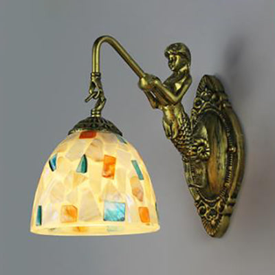 Mermaid's Lair - Elegant wall lamp with intricate mosaic and mermaid design