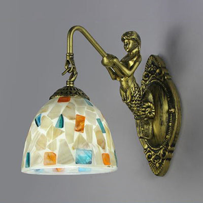 Mermaid's Lair - Elegant wall lamp with intricate mosaic and mermaid design