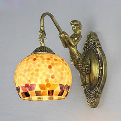 Mermaid's Lair - Elegant wall lamp with intricate mosaic and mermaid design