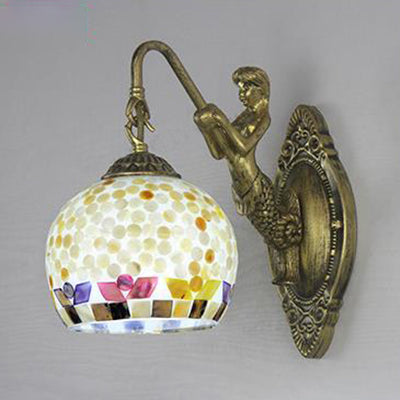 Mermaid's Lair - Elegant wall lamp with intricate mosaic and mermaid design