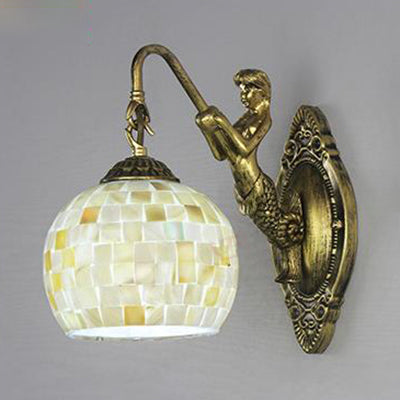 Mermaid's Lair - Elegant wall lamp with intricate mosaic and mermaid design