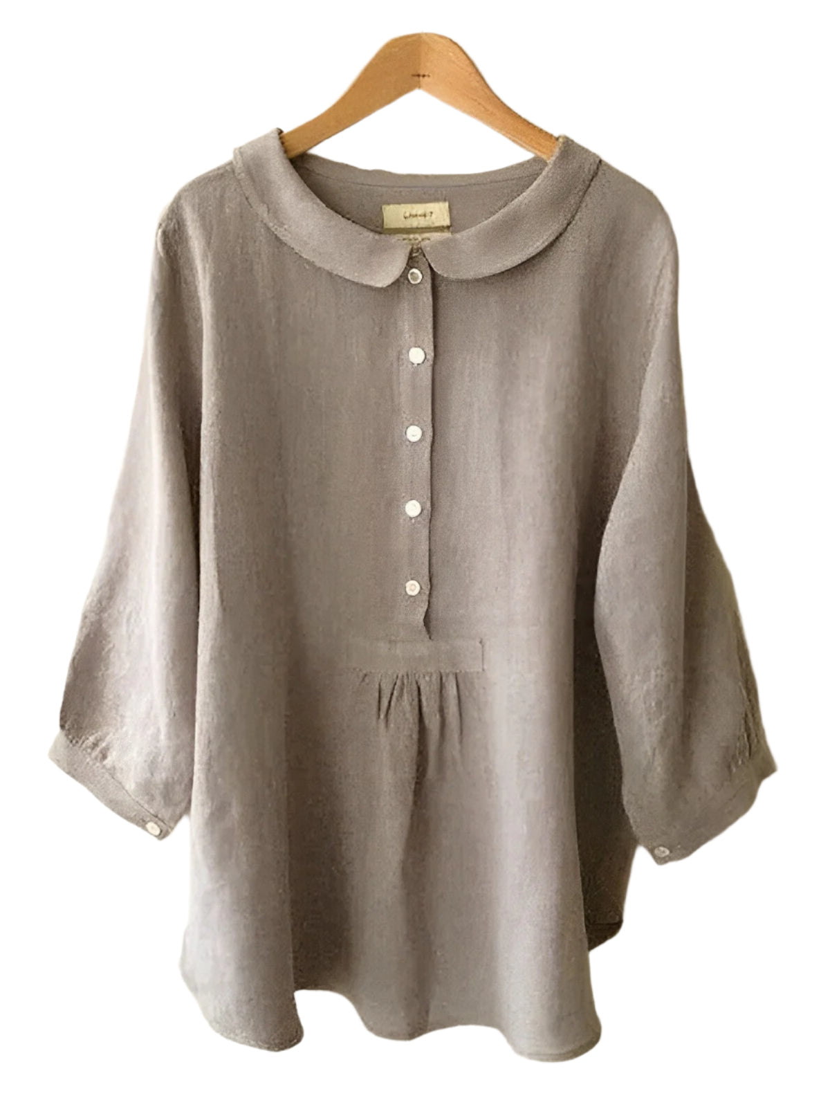 Jenikka - Airy Linen Blouse with Sleeves and Classic Collar