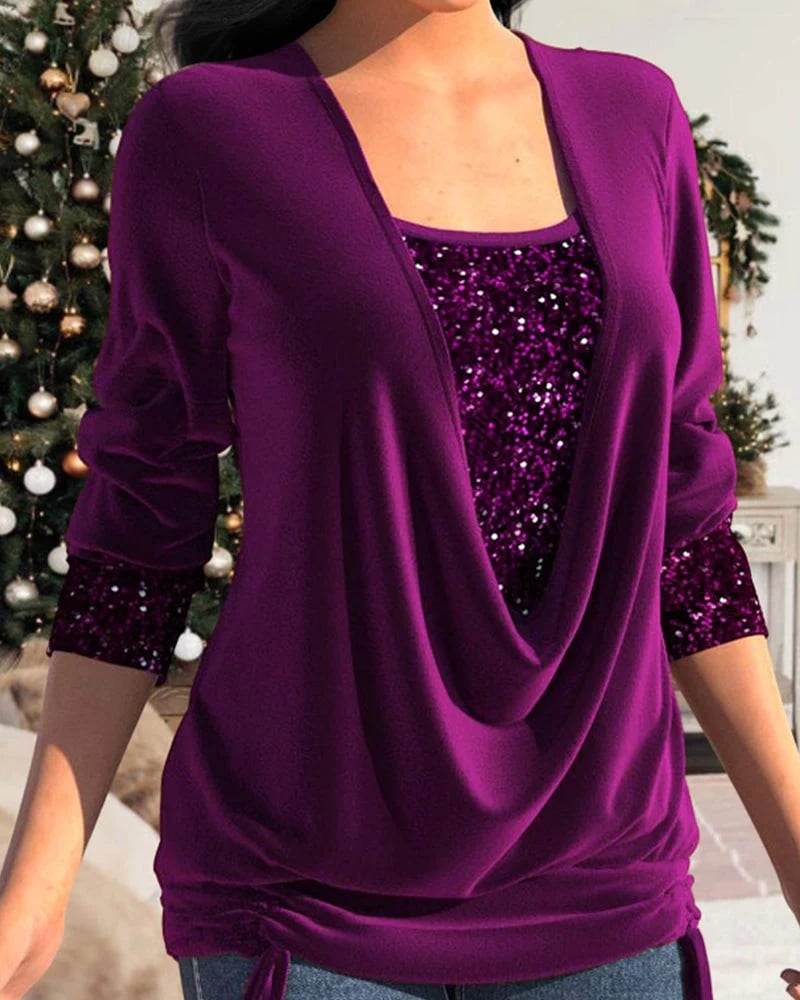 Ava Long-Sleeve Sequin Women's Shirt