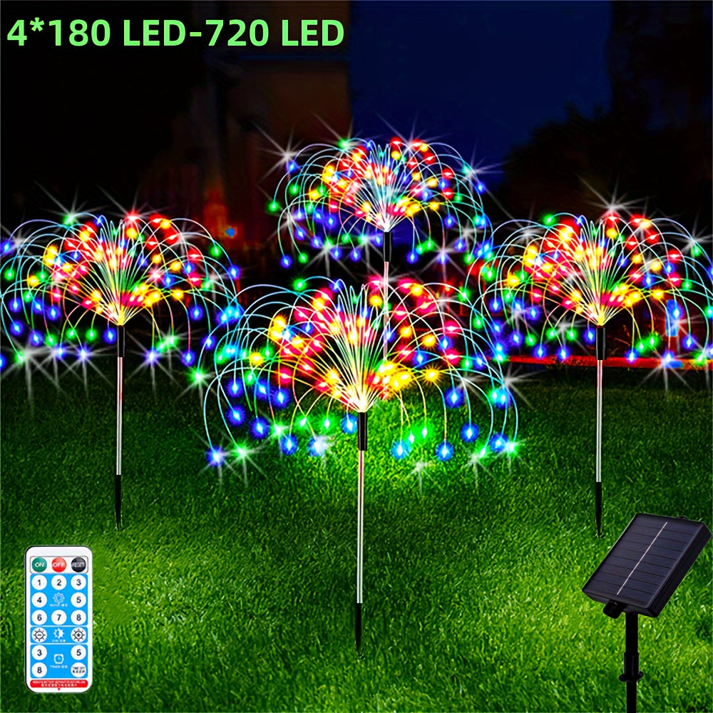 4pcs Led Solar Firework Lights, Outdoor Waterproof Solar Garden Fireworks