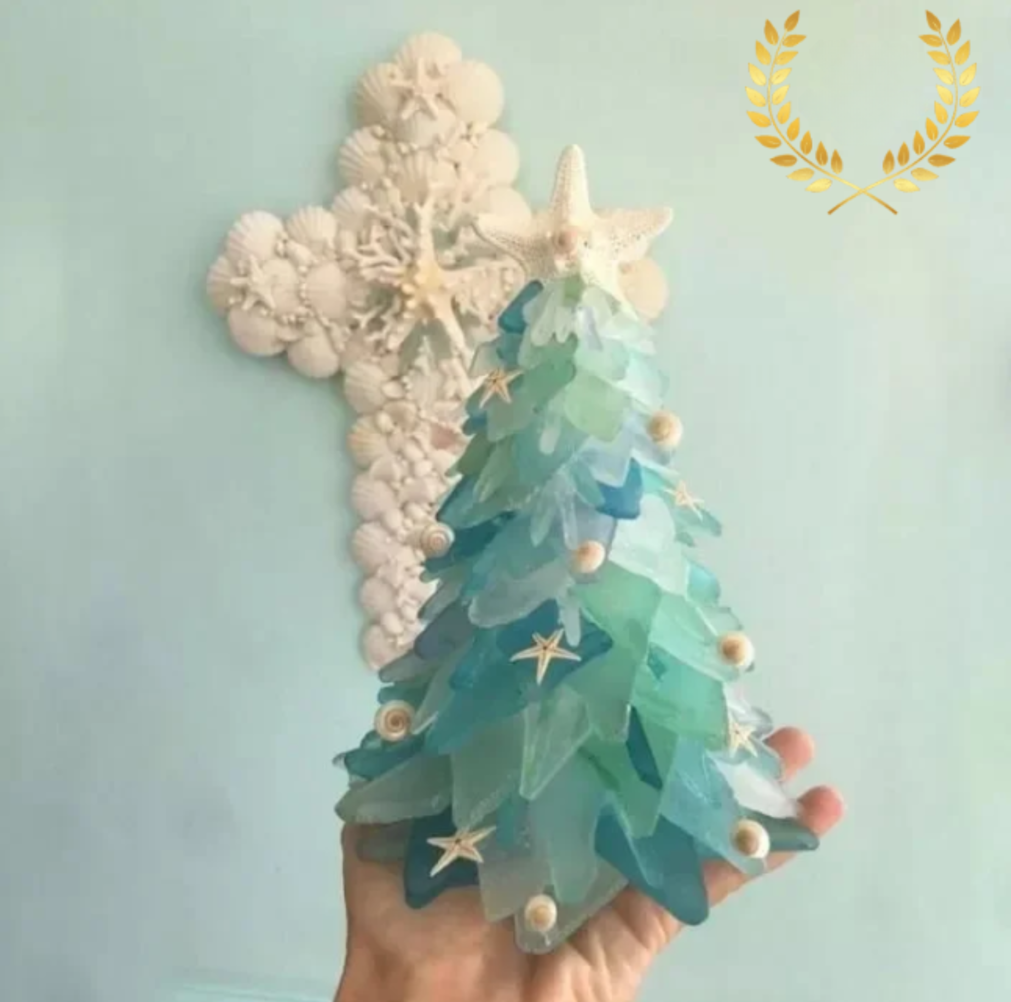 Seaside Serenity: Unique Handcrafted Glass Christmas Tree