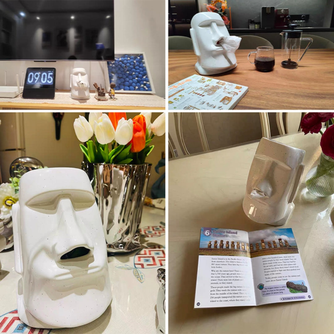 StatueTissue - quirky Moai scarf holder for stylish rooms