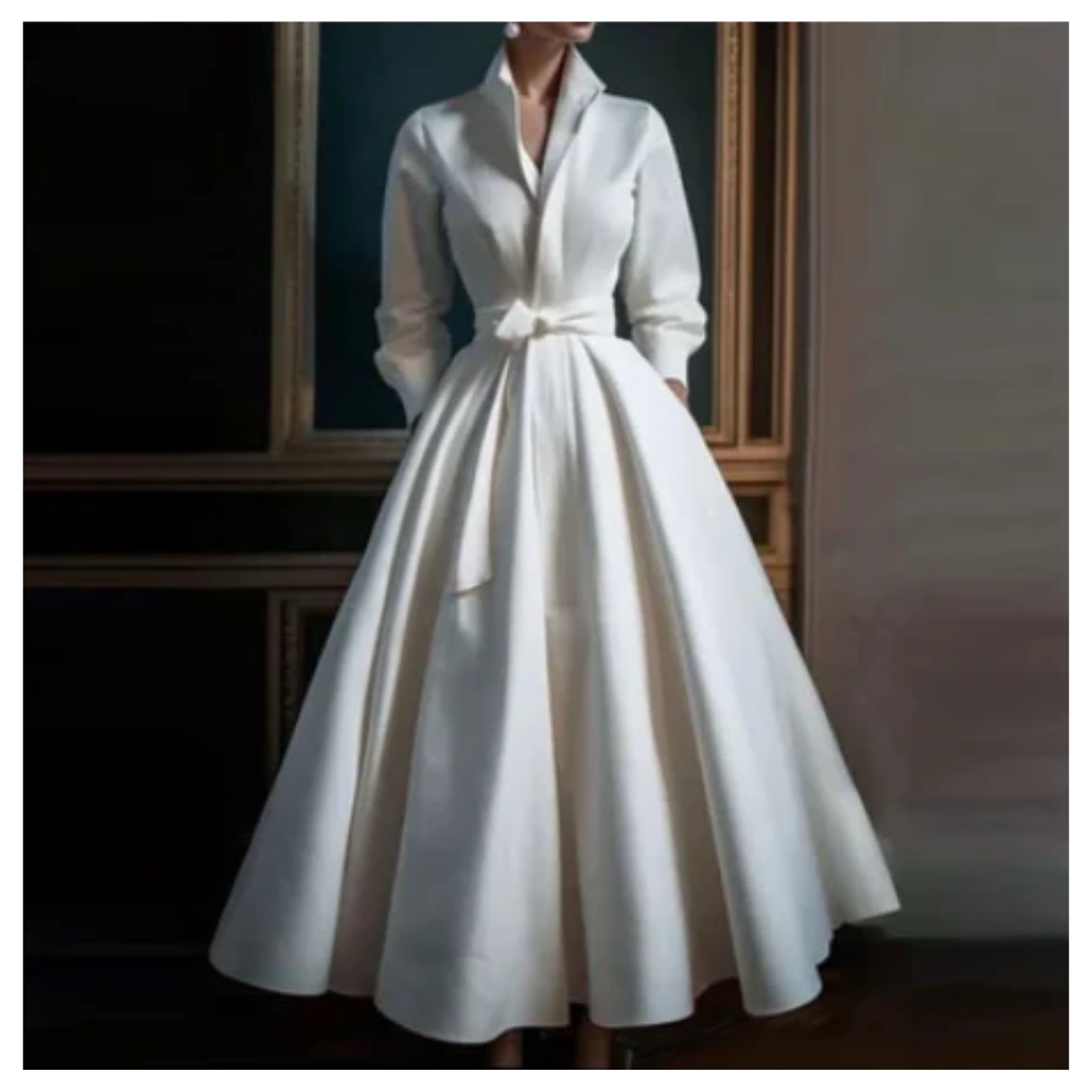 Alexia - Elegant Long-Sleeve A-Line Dress