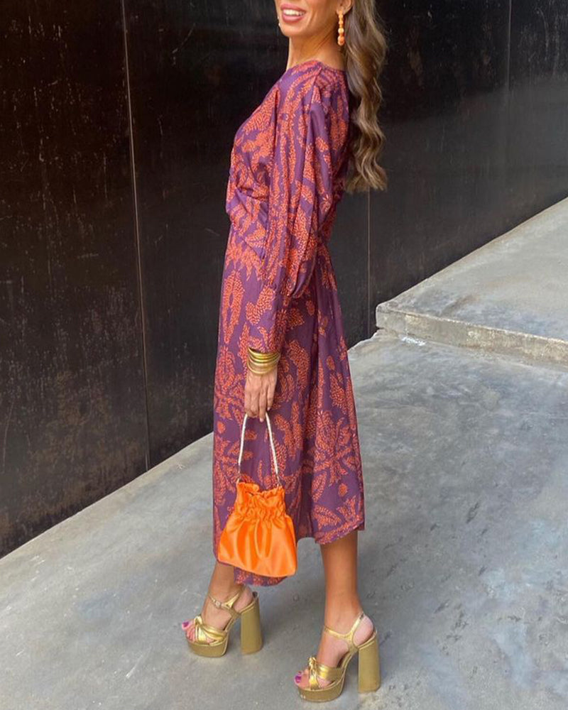 Woman - Long-sleeved midi dress with V-neck and front knot