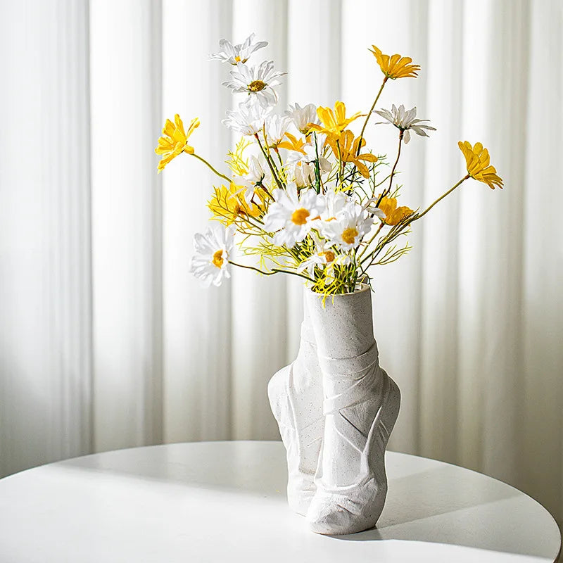 Elegant ballet-inspired ceramic flower vase