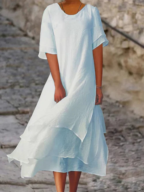 Hanna - Short-Sleeved Double-Layer Dress