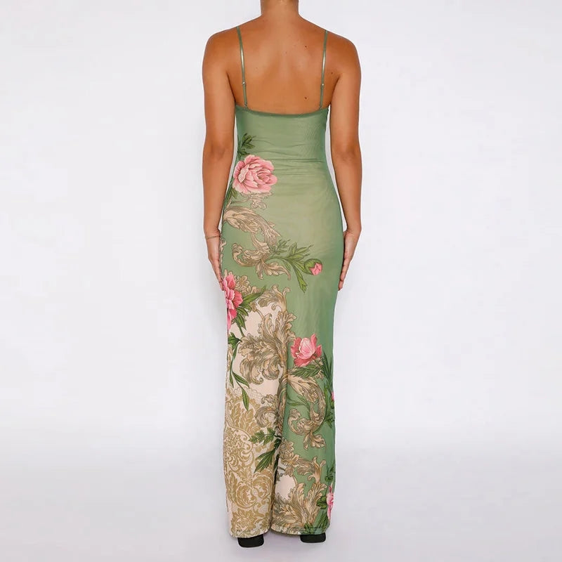 Nessa - Elegant Floral Dress with Spaghetti Straps