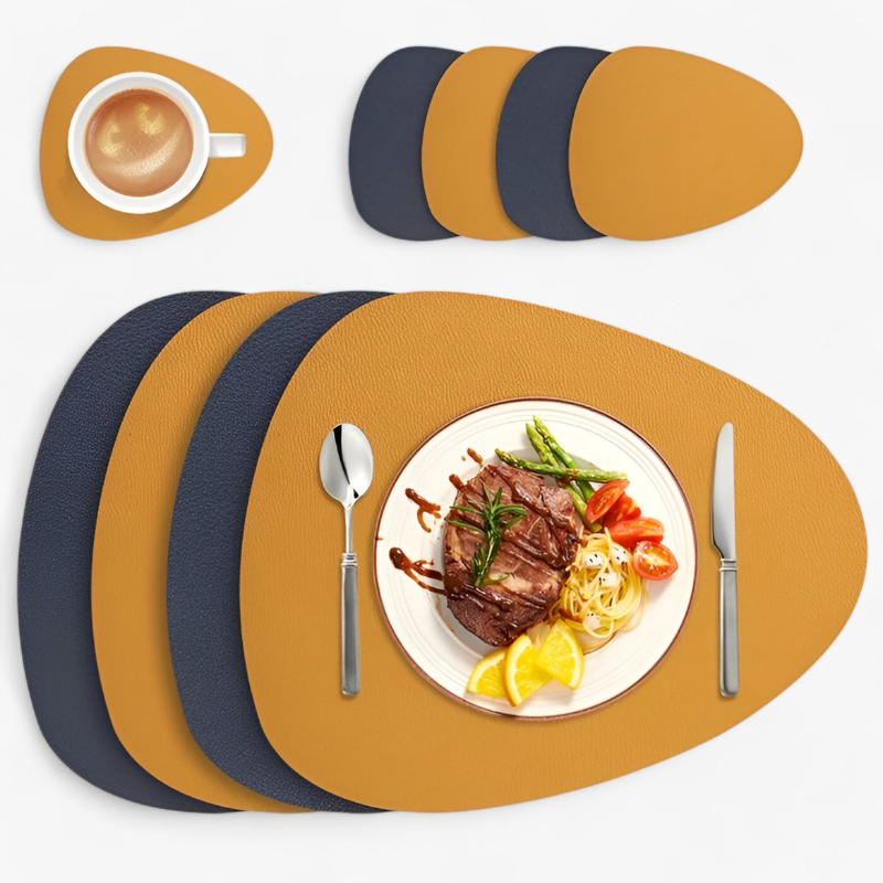 Elegant Bordluna Double-Sided Table Mats & Coaster Set