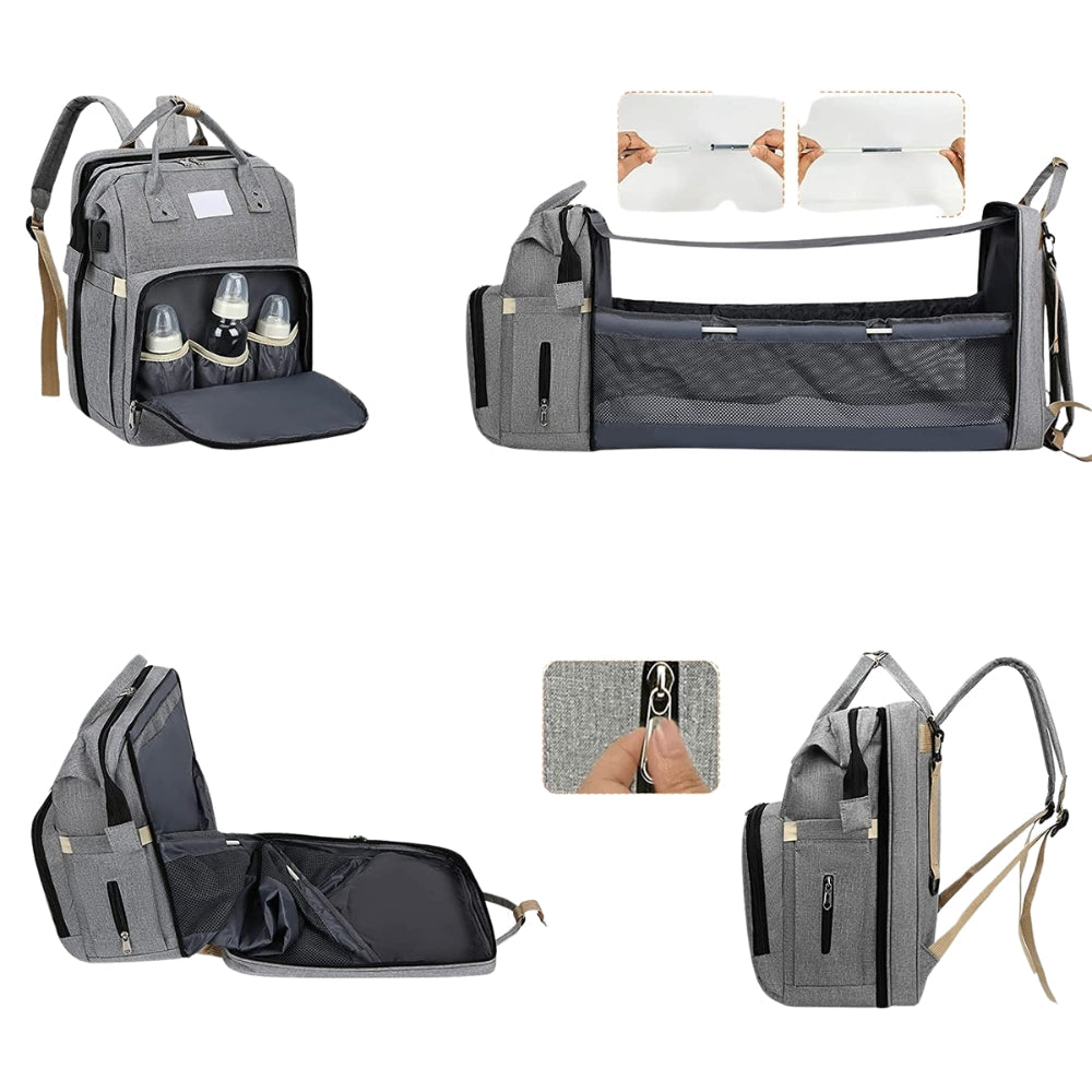 ParentPal - 3-in-1 Diaper Bag with Integrated Cradle and Bottle Holder