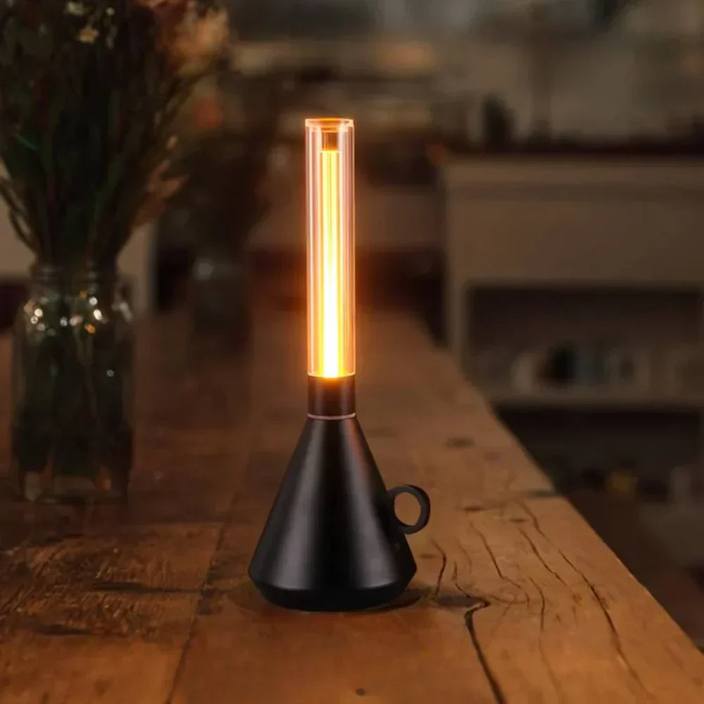 LumiCone - Modern LED Table Lamp with Clear Tube and Conical Base