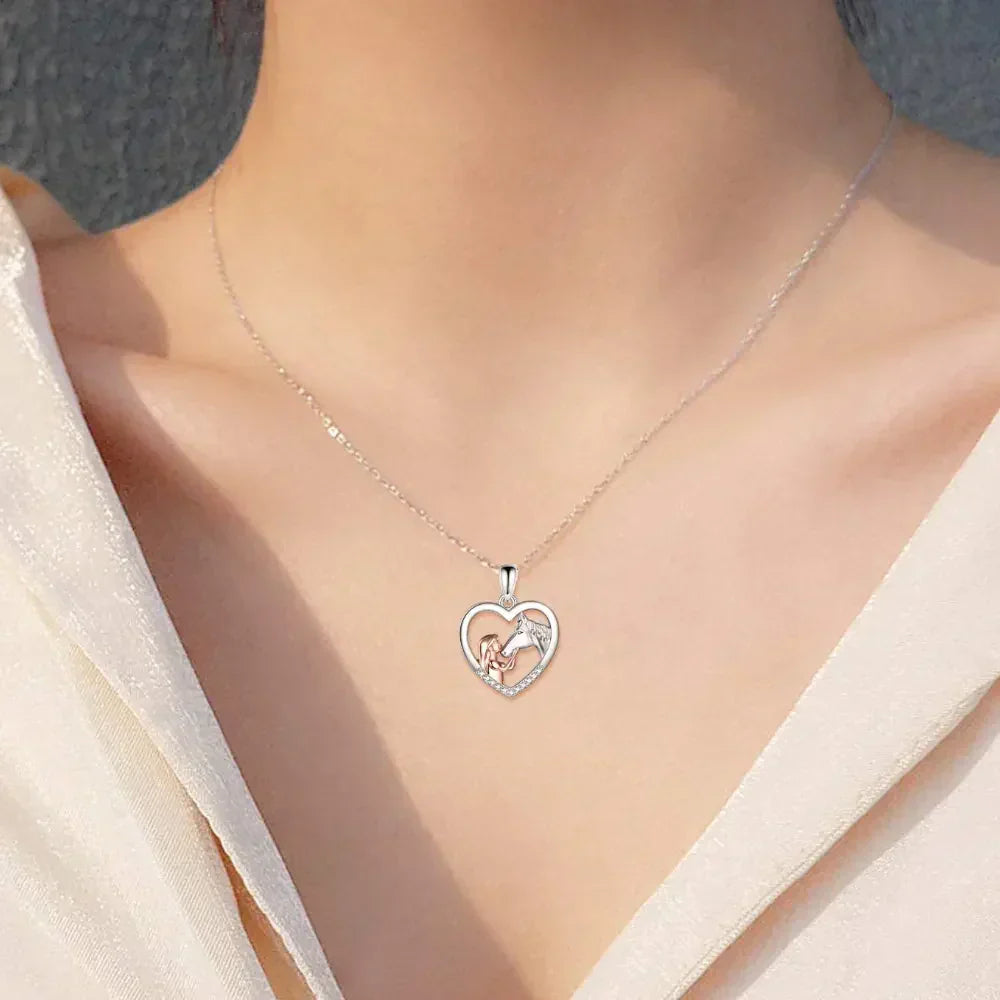 Horsepower Heart Necklace – Elegant Gift for Horse Lovers 1+1 Free