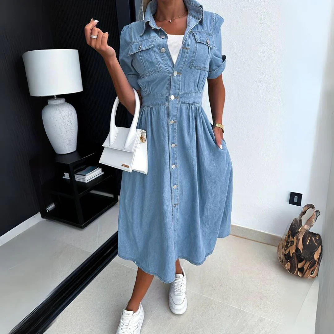 Effortless Chic | Denim Button Dress