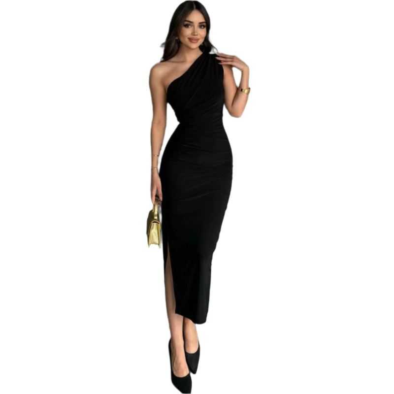 Avelisse One-Shoulder Slit Dress