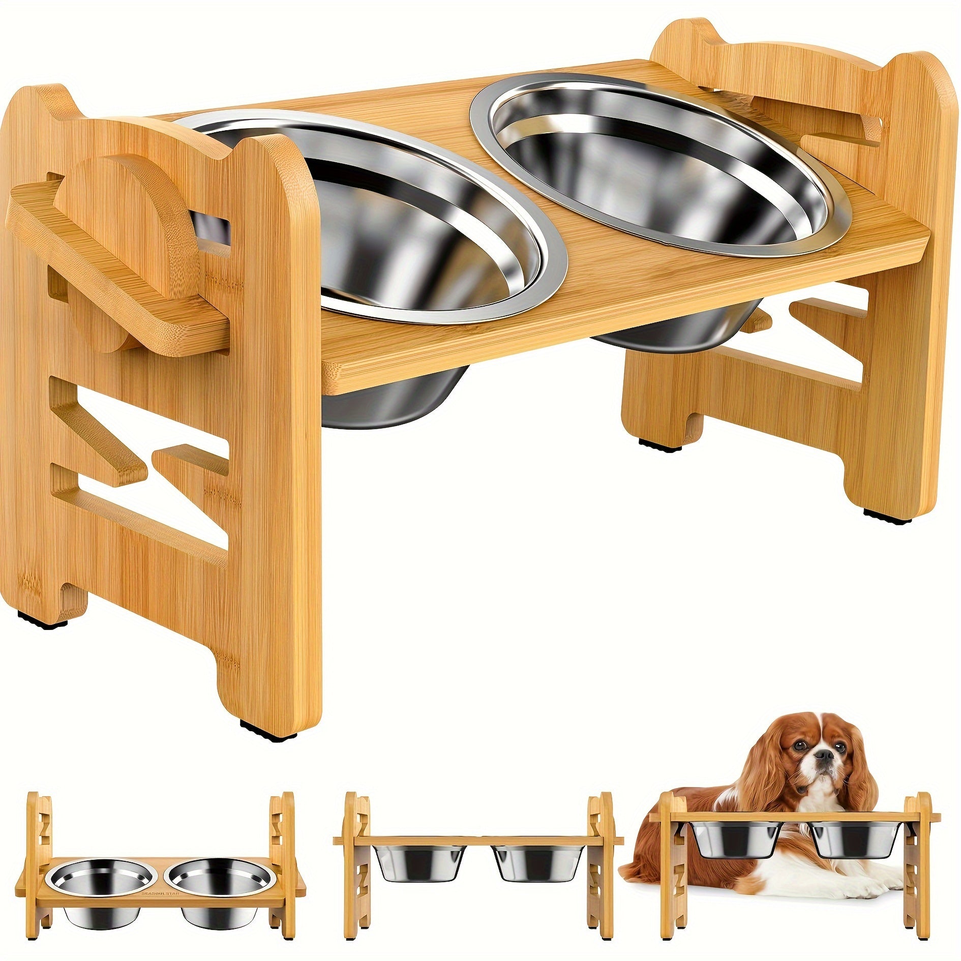 Elevated Anti-Slip Dog Food Stand with Double Bowls