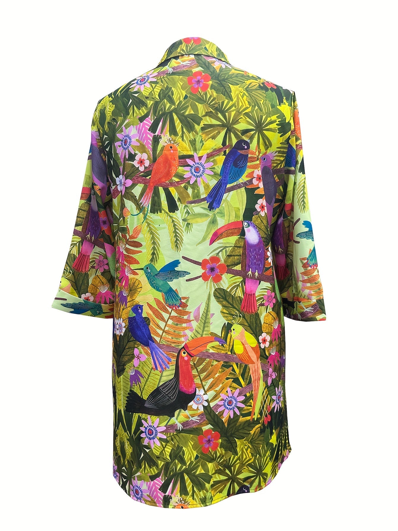 Loose Fit Plant and Nature Vibes Button Women’s Dress