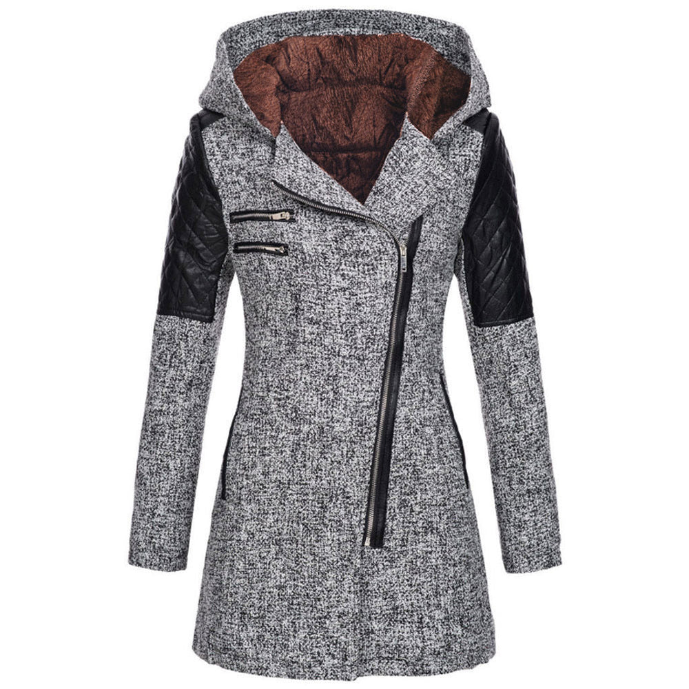 Caroline - Coat with diagonal zipper and extra warmth