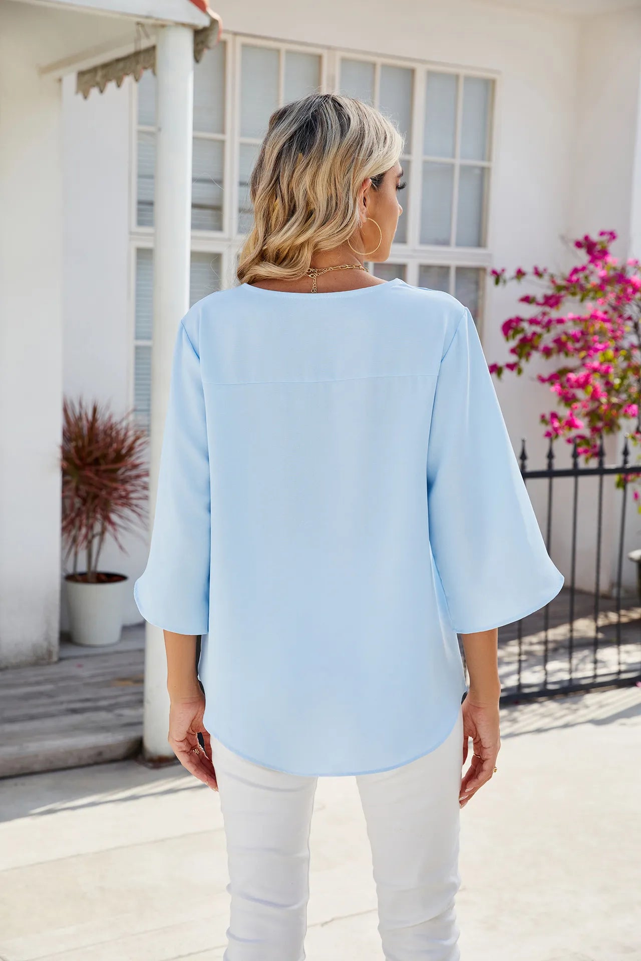 Thelma Elegant Long Sleeve V-Neck Top