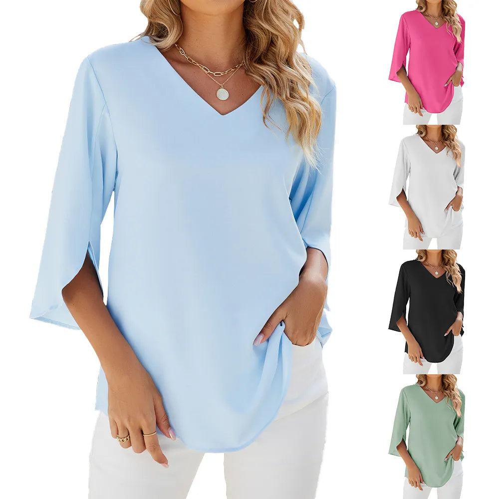 Thelma Elegant Long Sleeve V-Neck Top