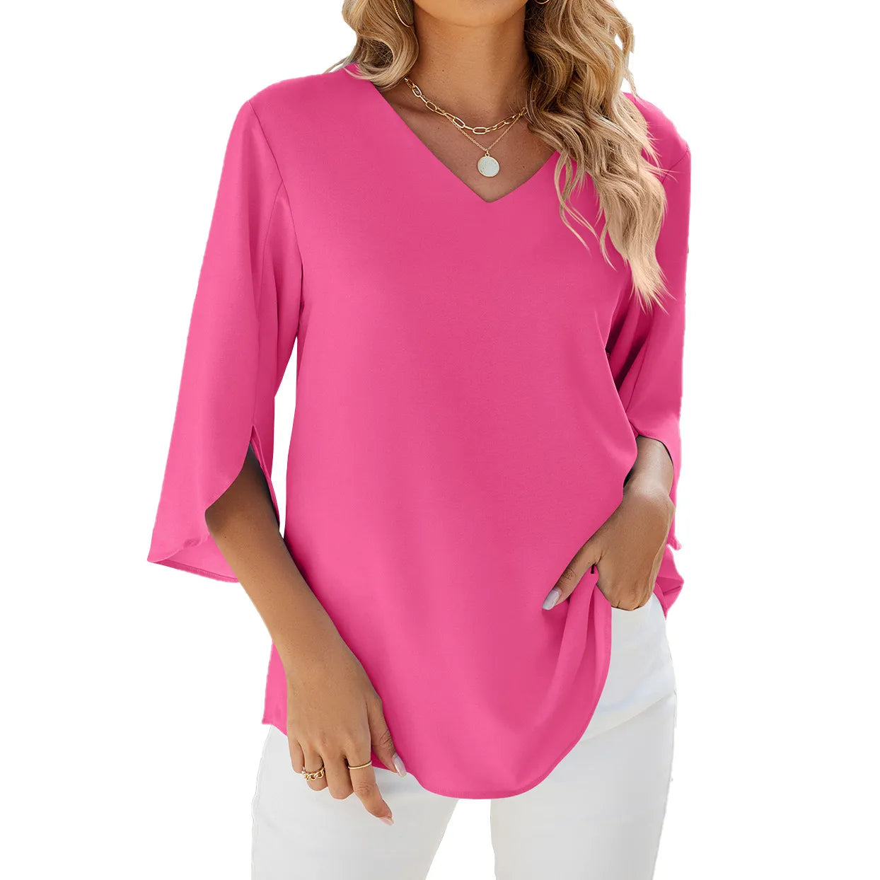 Thelma Elegant Long Sleeve V-Neck Top