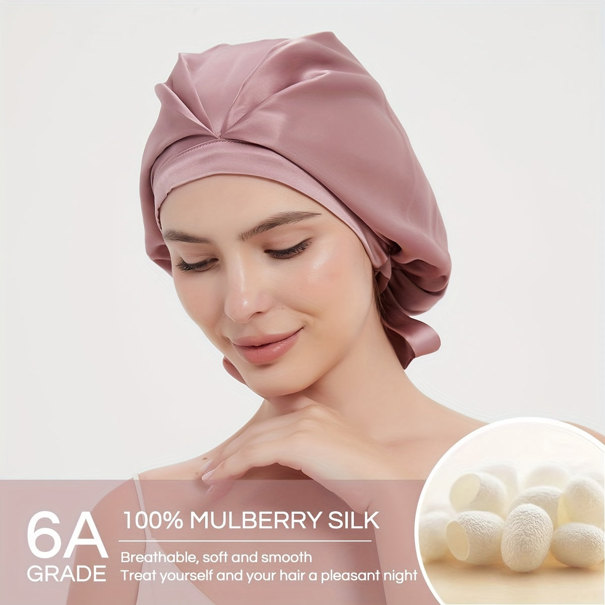 Cate | Lightweight Pleated Hair Bonnet for Sleeping