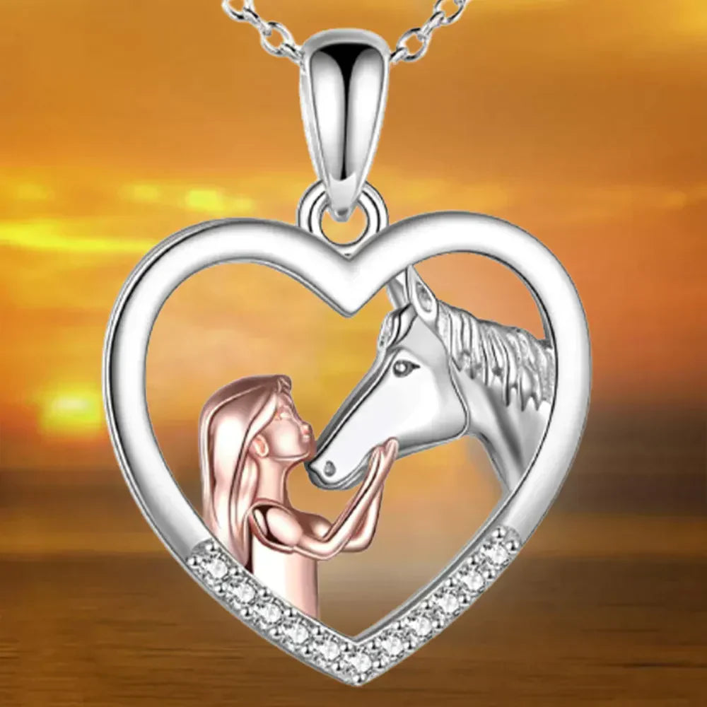 Horsepower Heart Necklace – Elegant Gift for Horse Lovers 1+1 Free