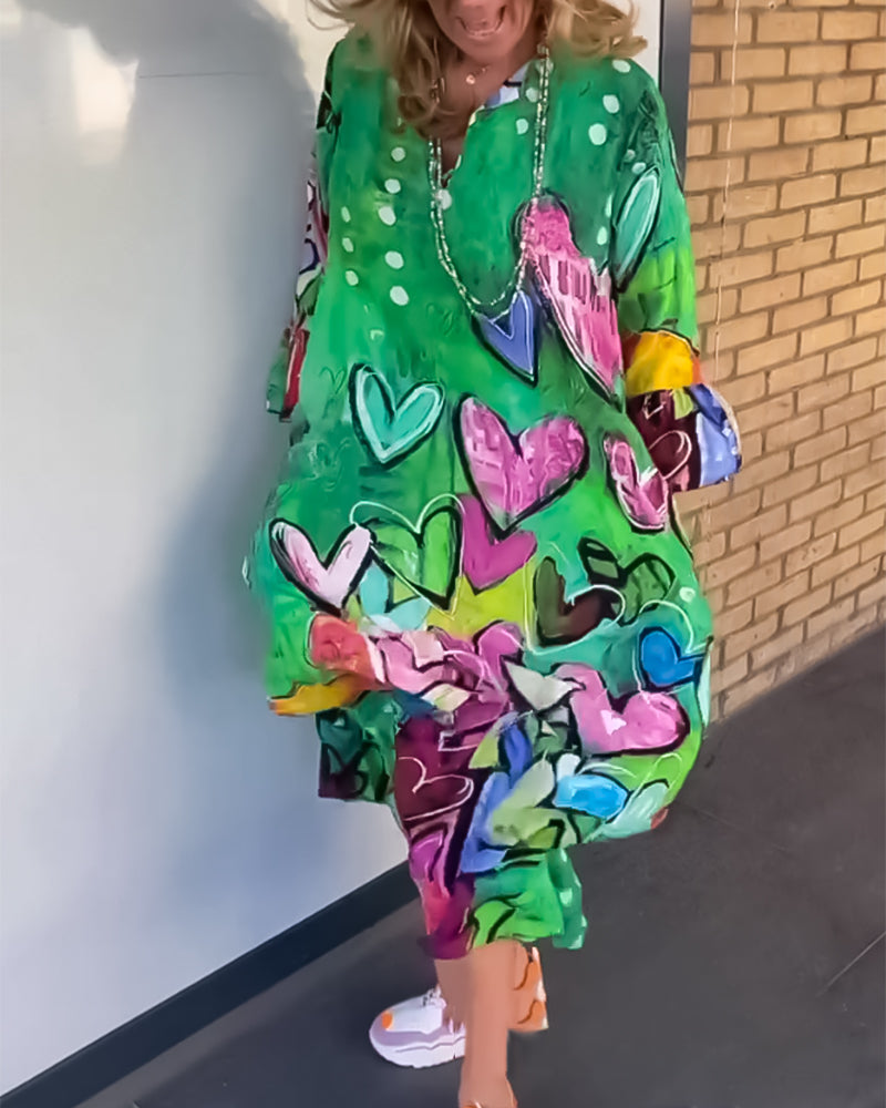 Clarice - Fed Artistic Graffiti Print Maxi Dress