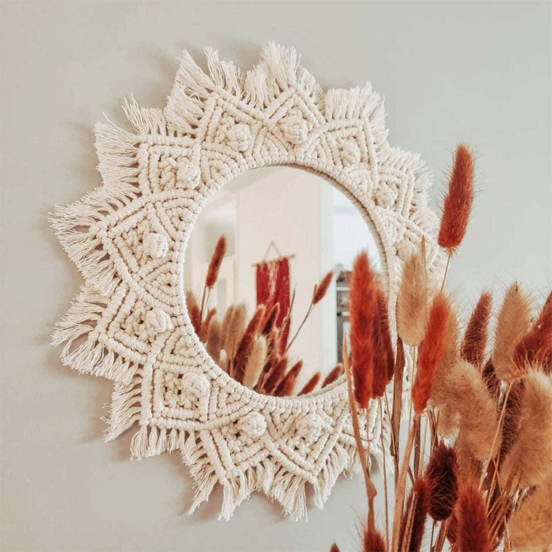 TasselGlow Unique Mirror for a Refined Bohemian Atmosphere