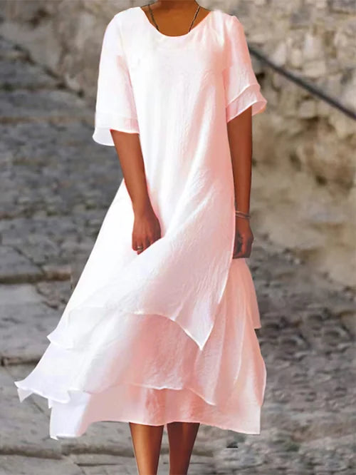 Hanna - Short-Sleeved Double-Layer Dress