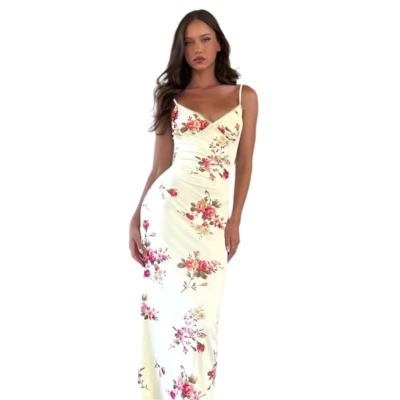 Nessa - Elegant Floral Dress with Spaghetti Straps
