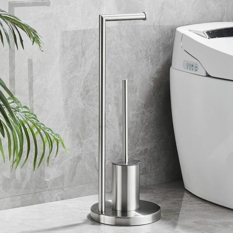 CleanStand Freestanding Toilet Paper Holder with Brush