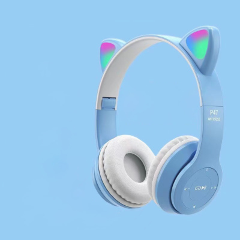 Wireless LED Cat Ear Headphones with Bluetooth and Built-in Microphone Control