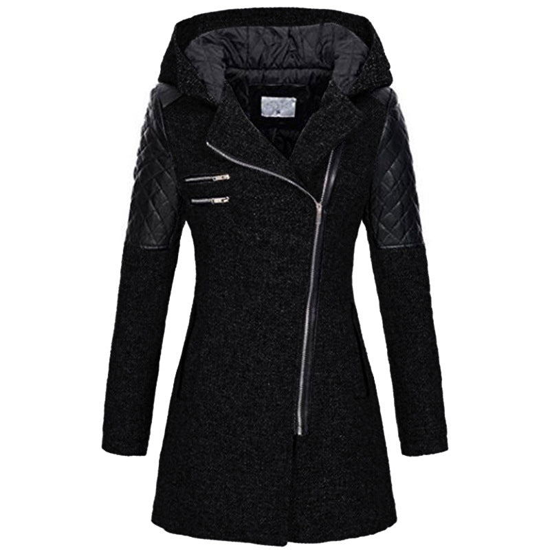 Caroline - Coat with diagonal zipper and extra warmth