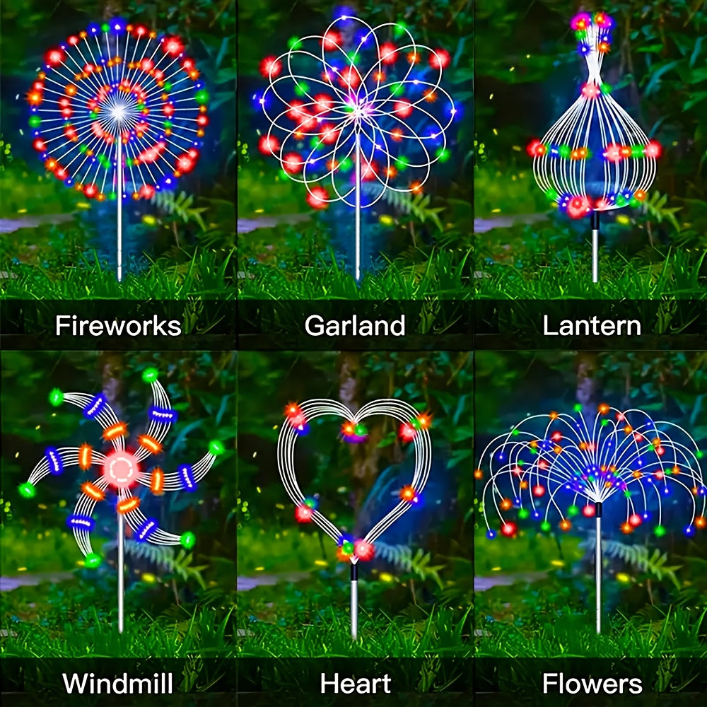 4pcs Led Solar Firework Lights, Outdoor Waterproof Solar Garden Fireworks