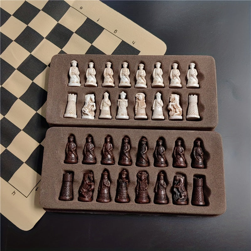 Antique Leather Board Game with Distinctive Soldier Pieces