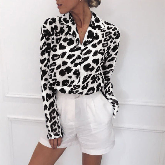 Olivia Classy Long Sleeve Leopard Print Blouse