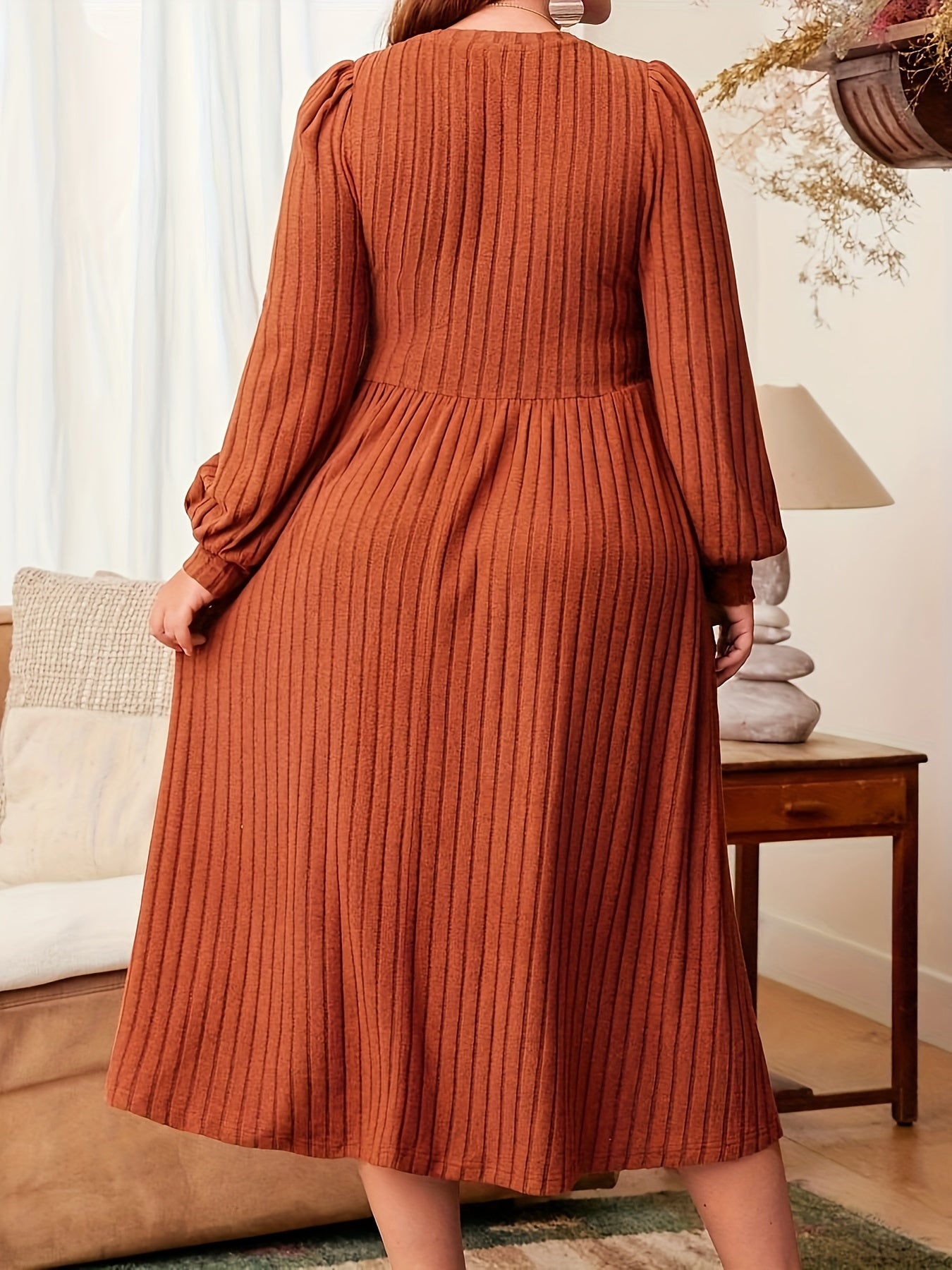 Line Pattern Long Sleeve Fashion Dress