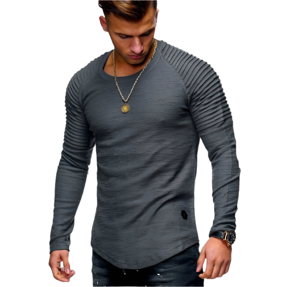 Jake - Pleated Raglan Sweatshirt for Men with Rounded Hem