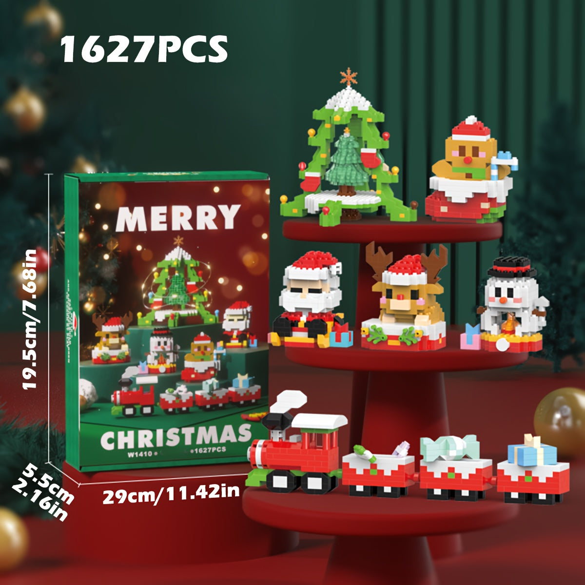 Festive Christmas Mini Building Blocks Set - Includes Tree, Elk, Train & More