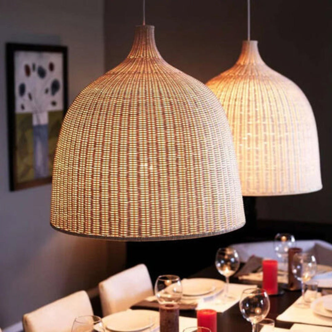 RusticGlow - Woven rattan pendant