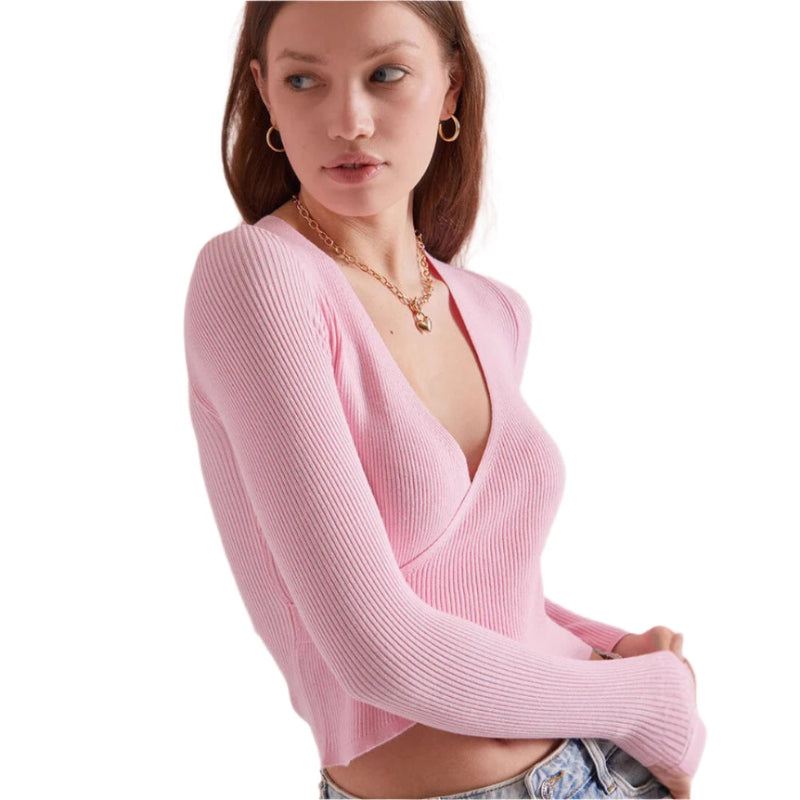 Velira Slim-Fit Wrap Top with V-Neck