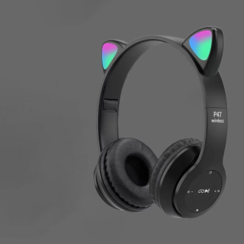 Wireless LED Cat Ear Headphones with Bluetooth and Built-in Microphone Control